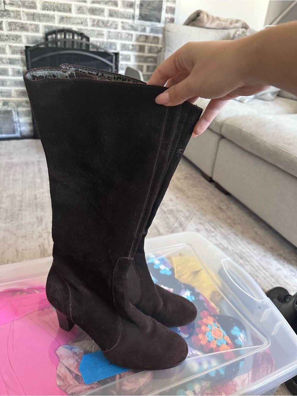 LOFT Dark Brown Suede Over-the-Knee Boots